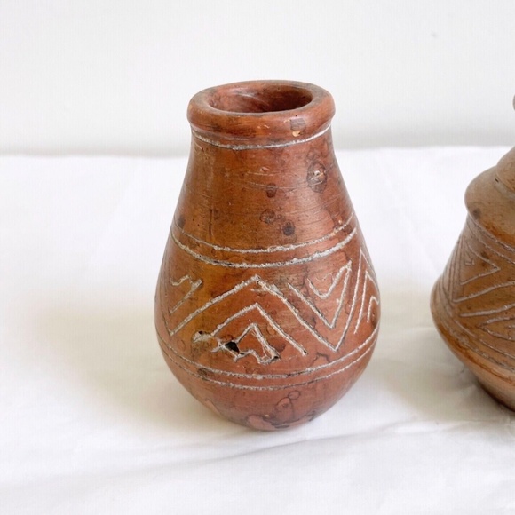 Set/Lot of 3 Pieces Vintage Miniature Clay Ceramic Vases 4in. Tall Art Souza EUC - Picture 11 of 12
